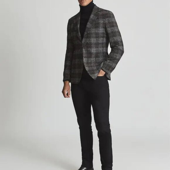 Reiss Charcoal Check Blazer 38 Focus - Picture 9 of 9